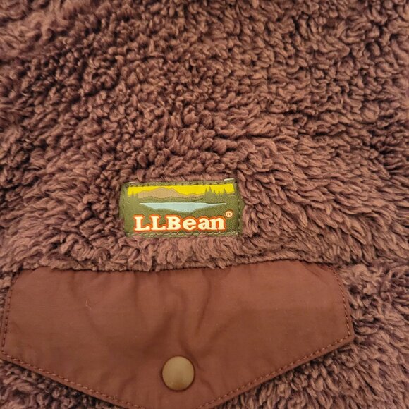 LL Bean Women’s L Mountain Pile High Fleece Vest Maroon Full Zip Outdoor Warm - Picture 3 of 8